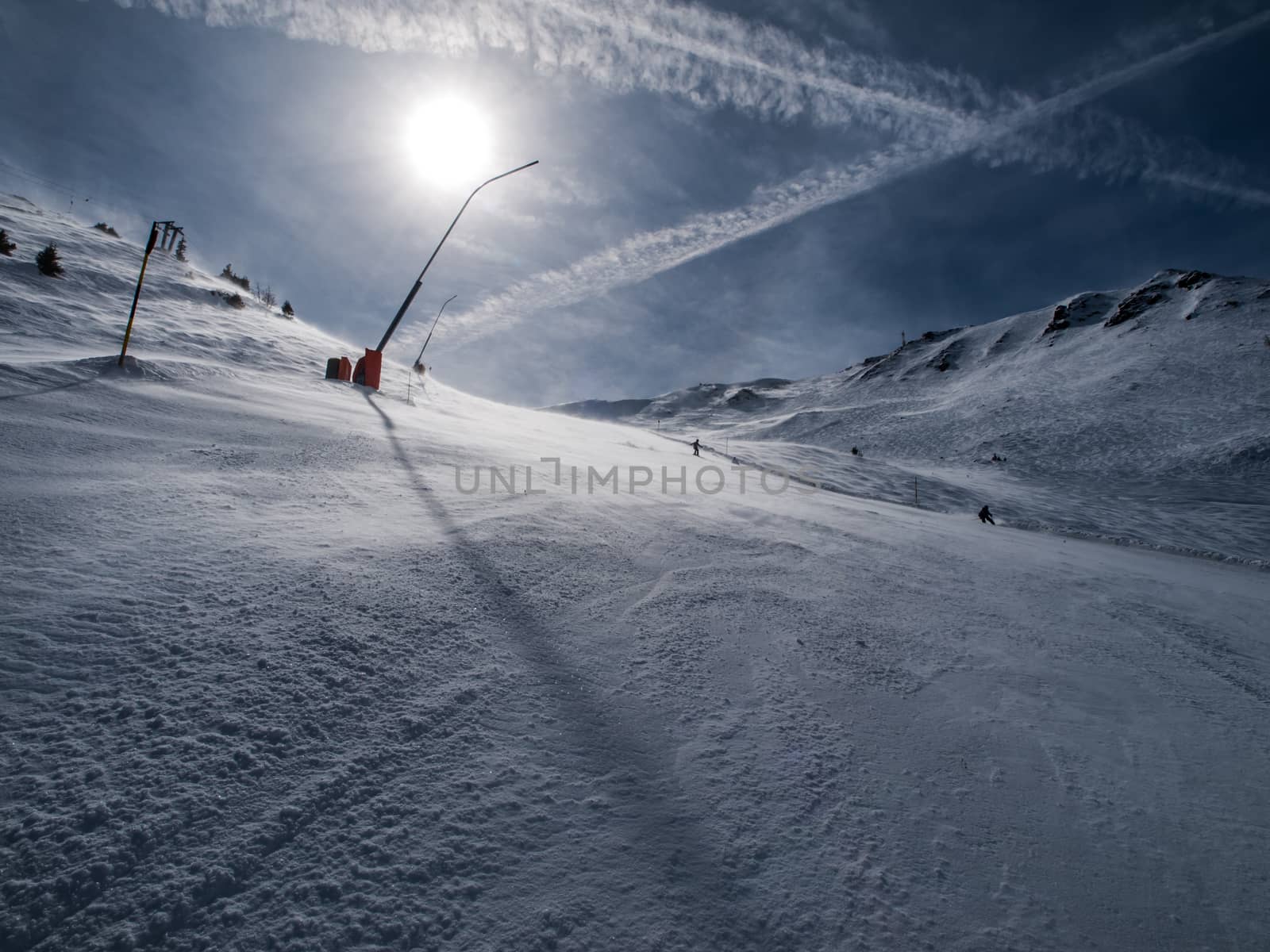 Snowmaker in the evening time (Gastein, Austria)