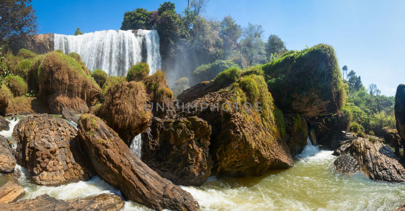 Elephant waterfall in Vietnam panorama by naumoid