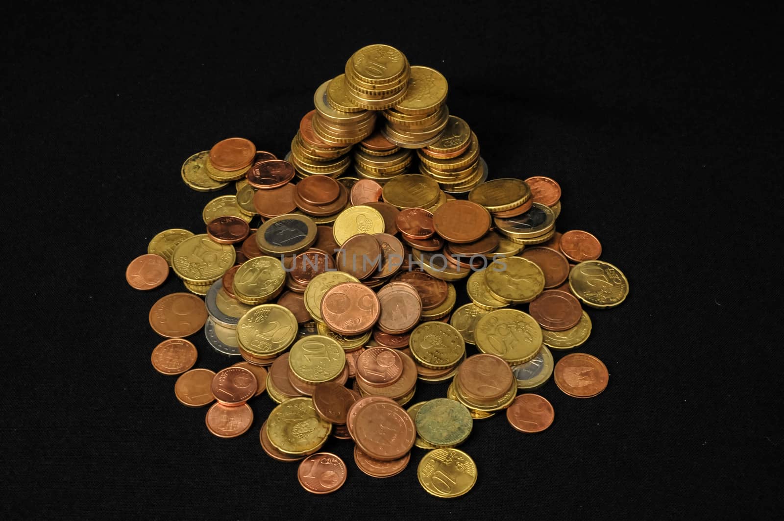 Photo Background Texture With Small Coins Of Different European Countries