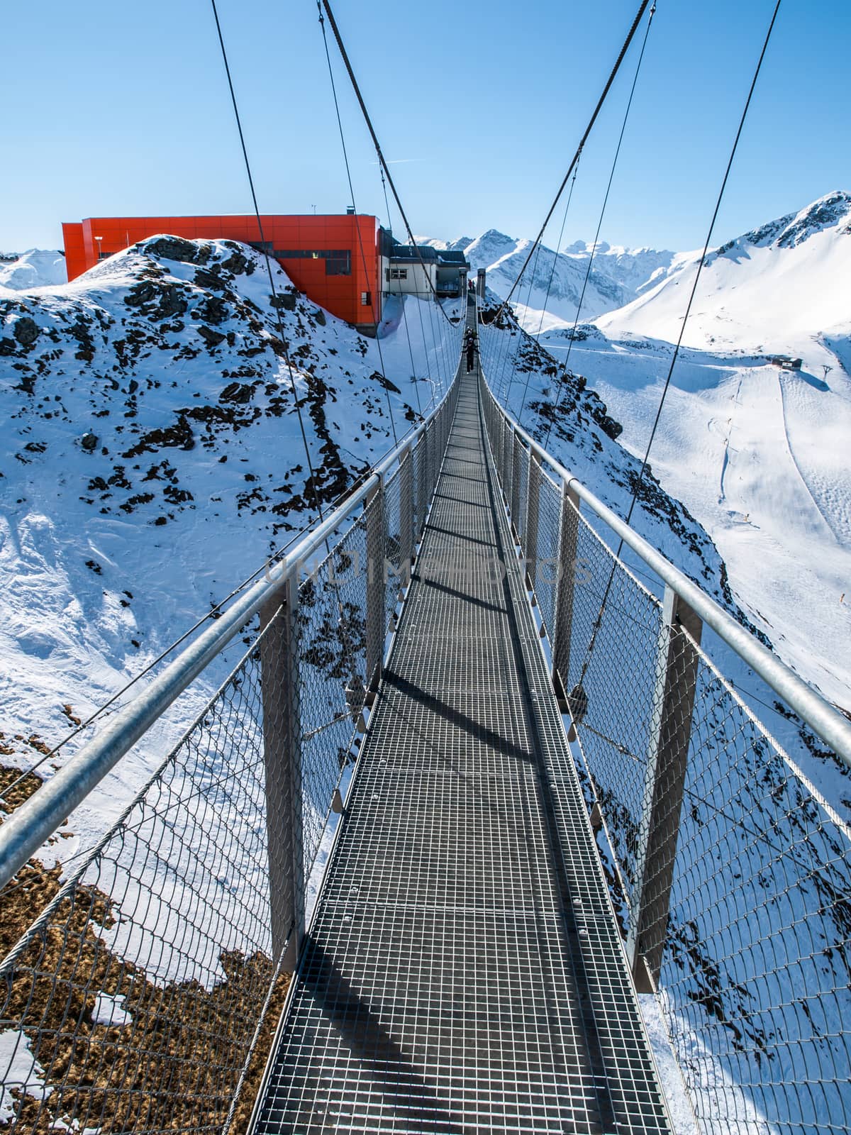 Hanging bridge in Gastein ski resort by pyty