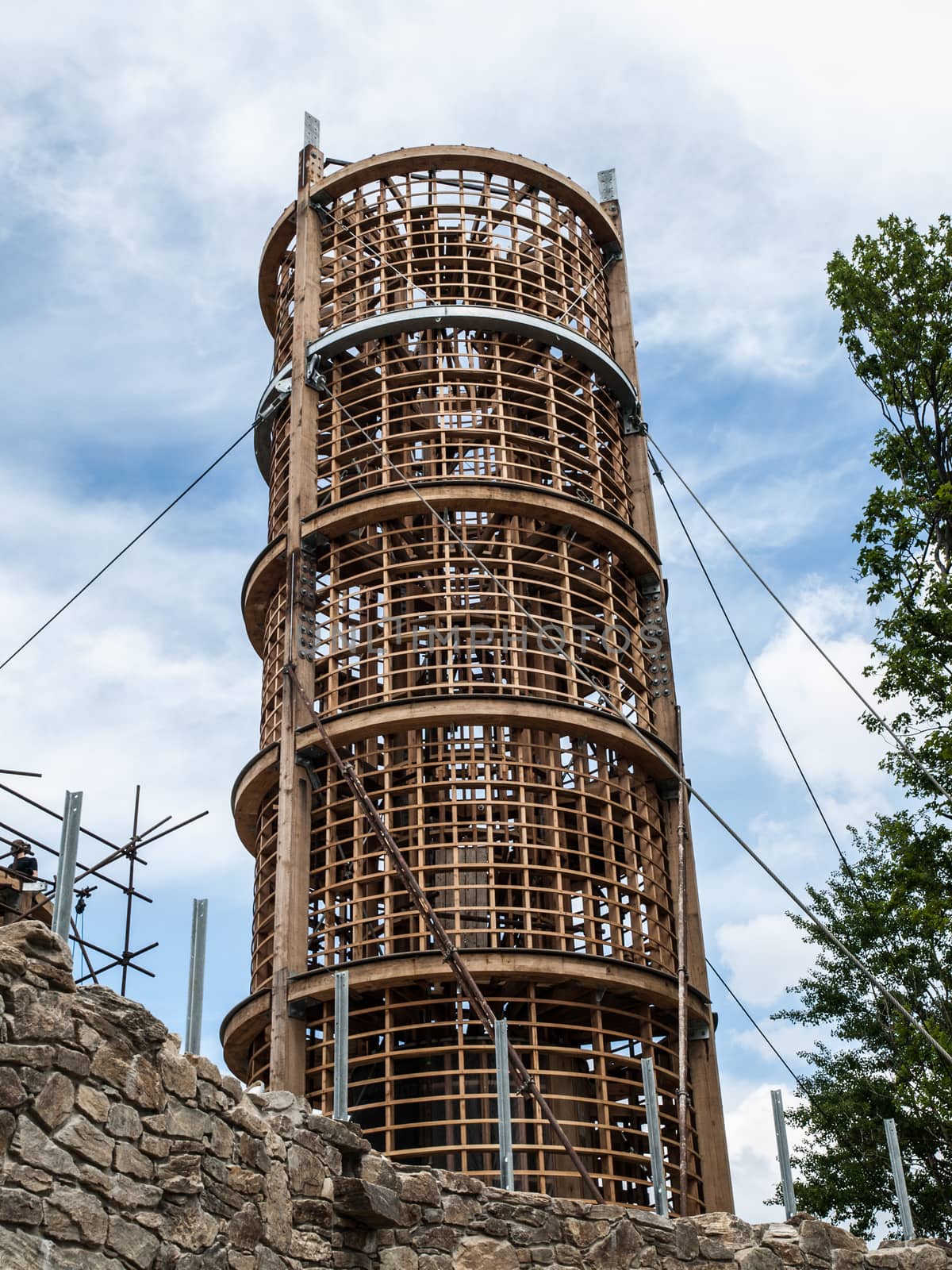 Wooden lighthouse under construction (Korenov, Czech Republic)