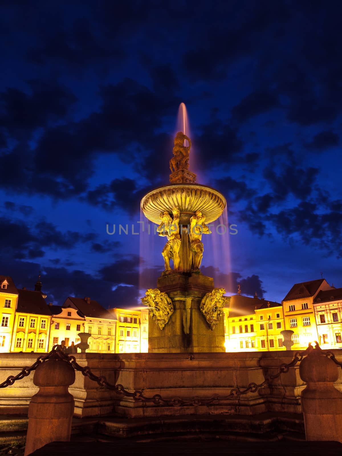 Samson fountain in Ceske Budejovice by pyty