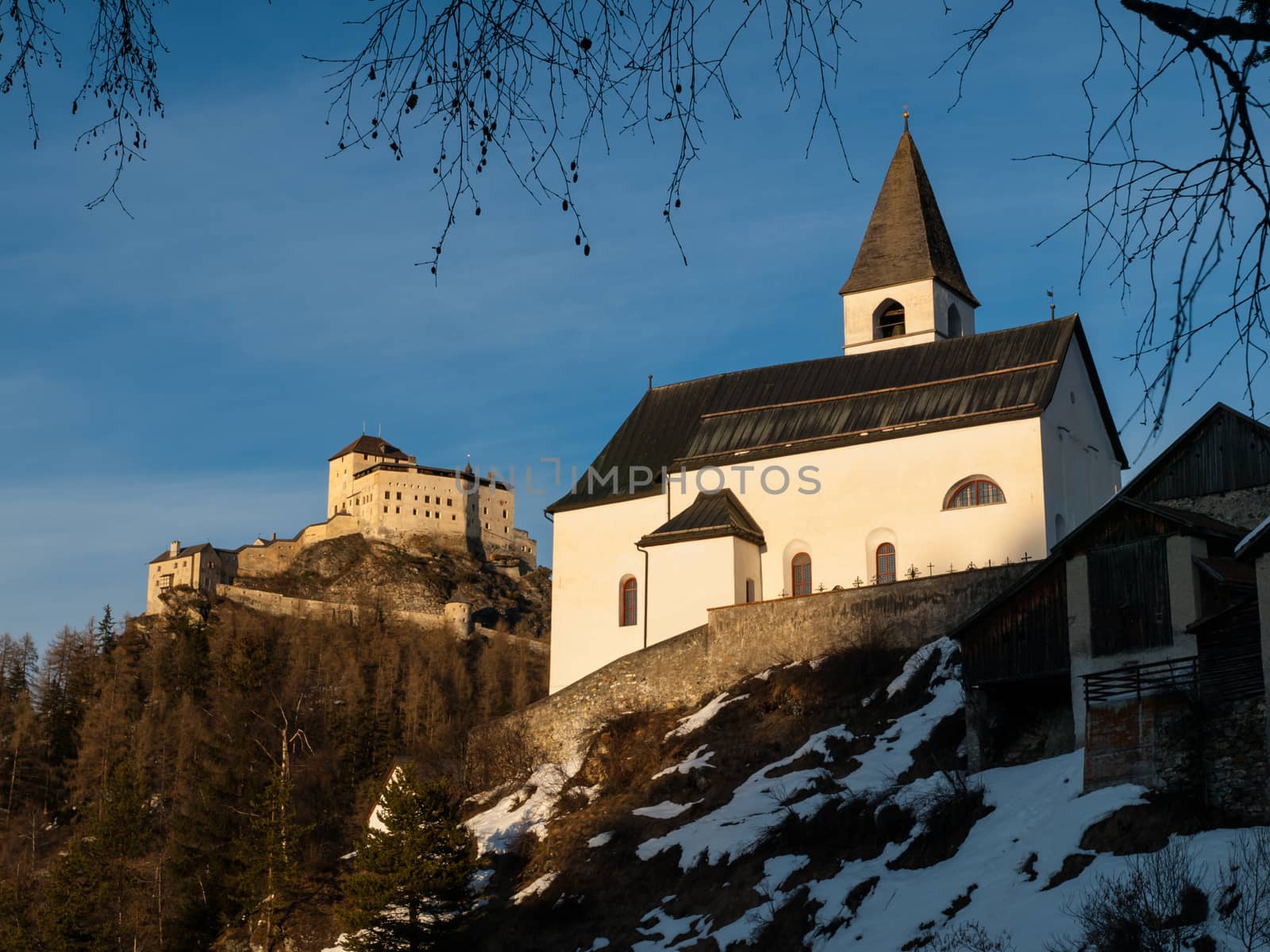 Tarasp castle and church by pyty