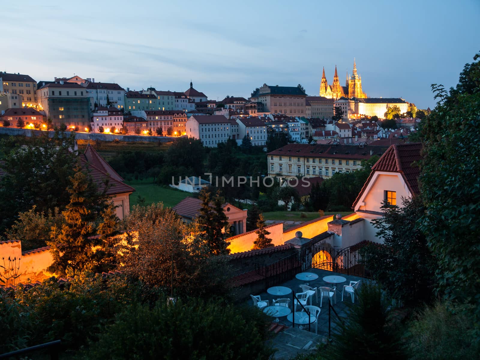 Little Town and Hradcany Castle in the evening by pyty
