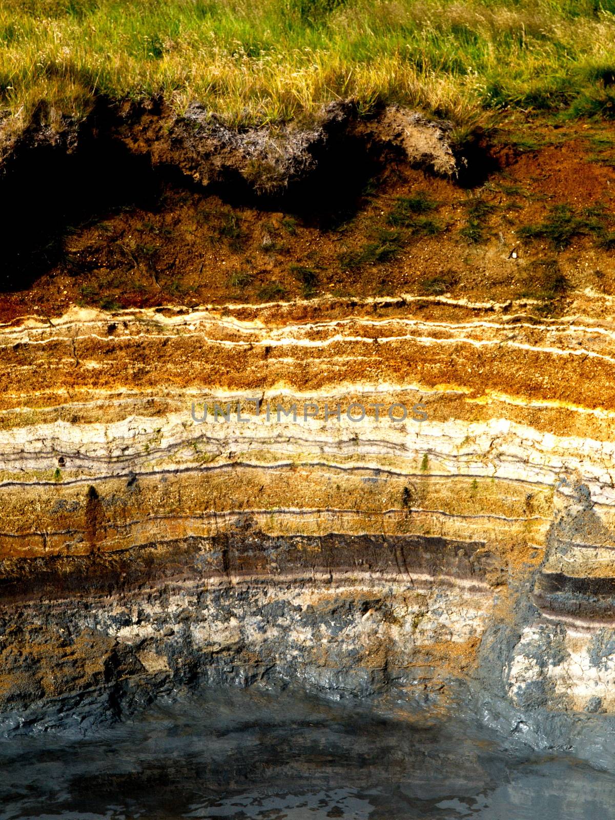 Sedimentary layers in geothermal area in Iceland