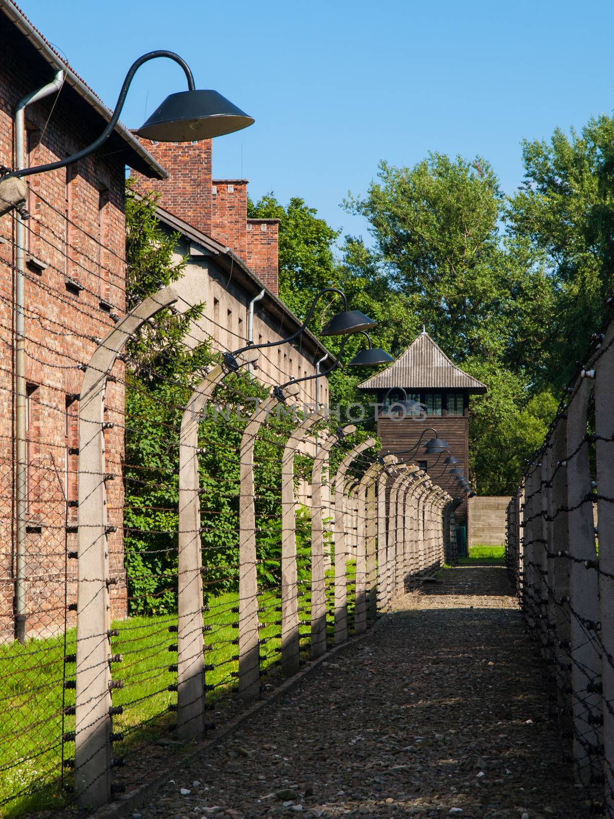 Fence around Auschwitz concentration camp (Poland)