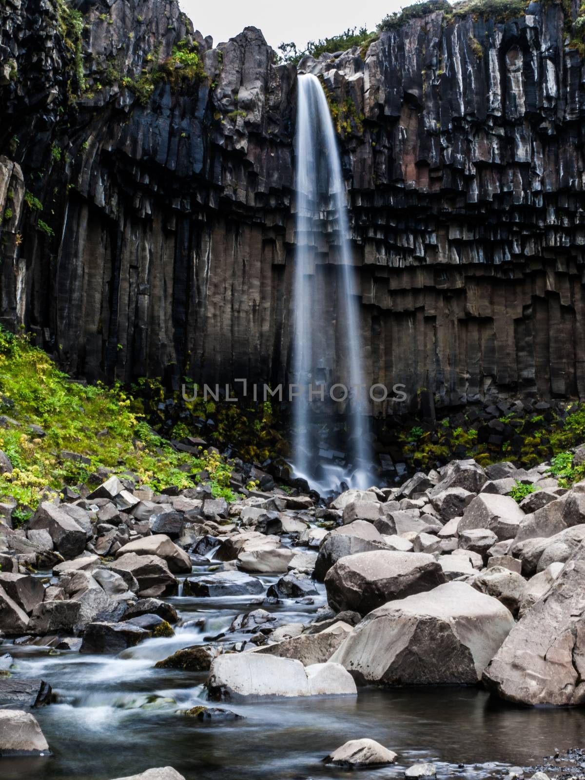 Romantic waterfall in Skaftafell national park (Iceland)