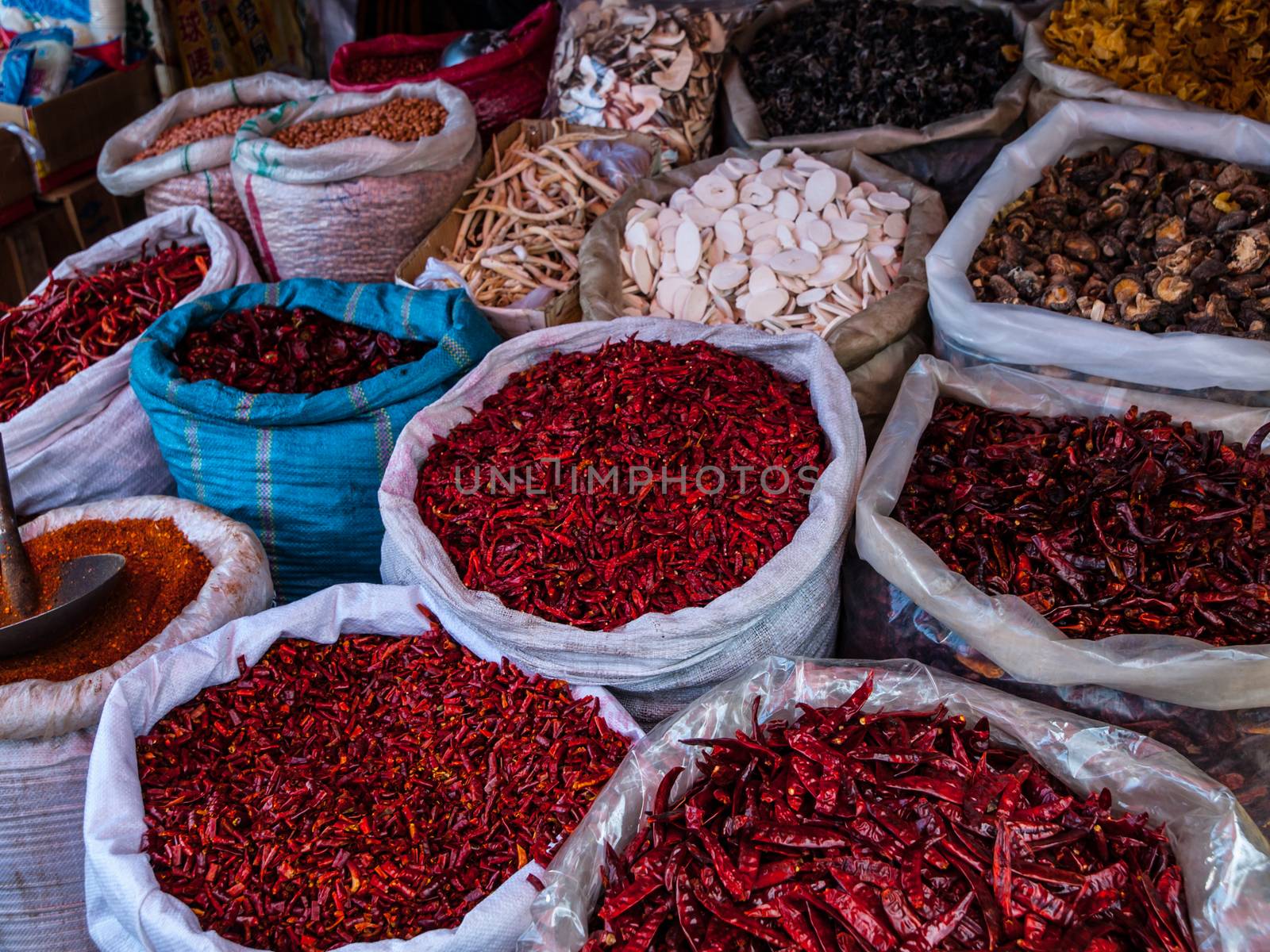 Typical asian chili market - hot stuff