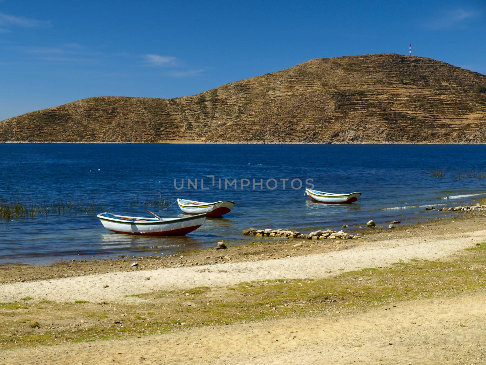 Boats on Titicaca Lake by pyty