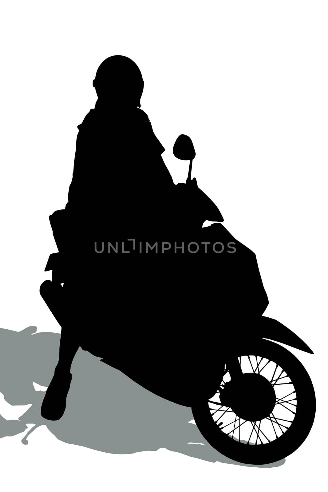 Silhouettes of men on a motorcycle by zhannaprokopeva