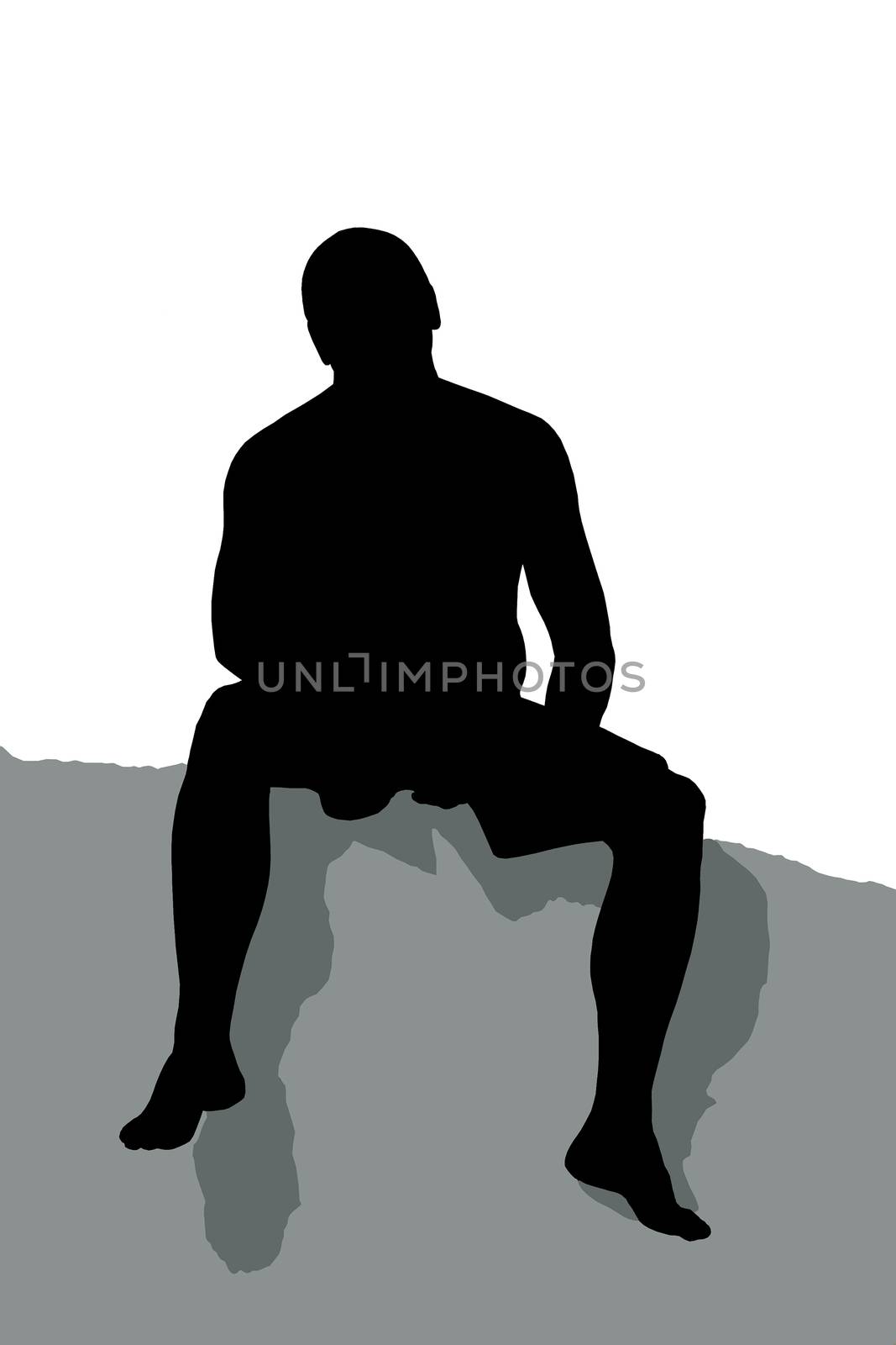 Silhouette of a man sitting on top of a mountain by zhannaprokopeva