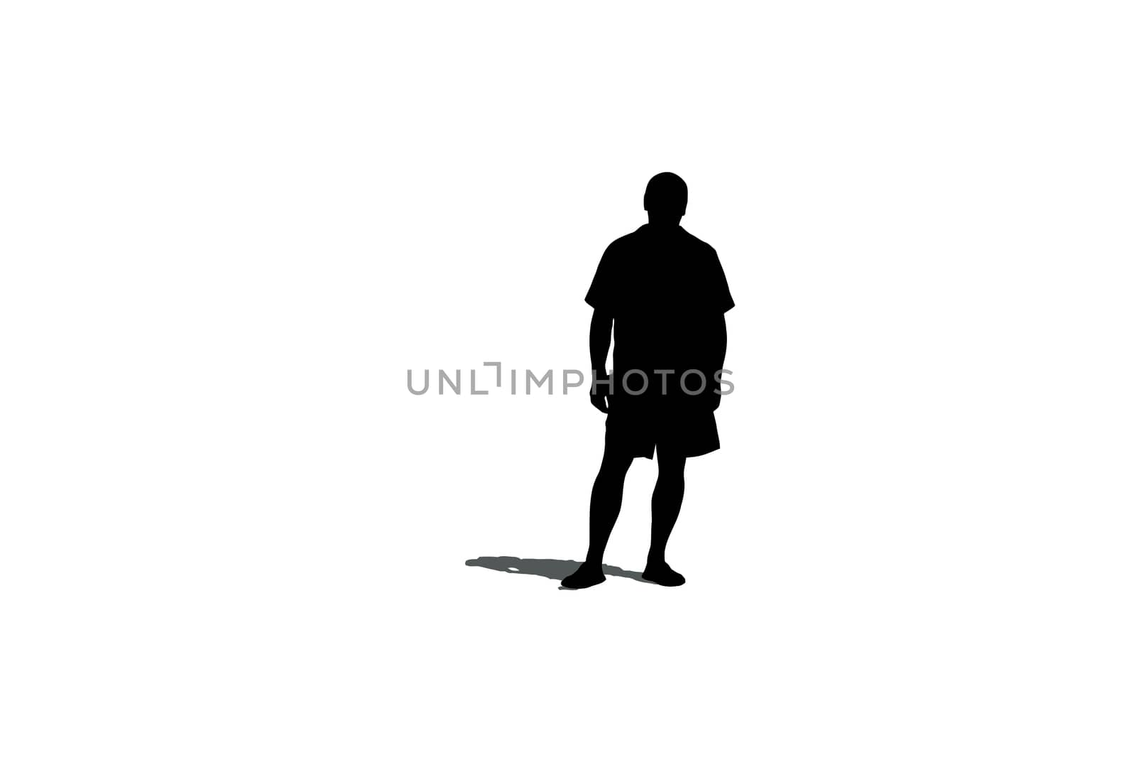 Silhouette of a lonely man with shadow on white background, JPEG.