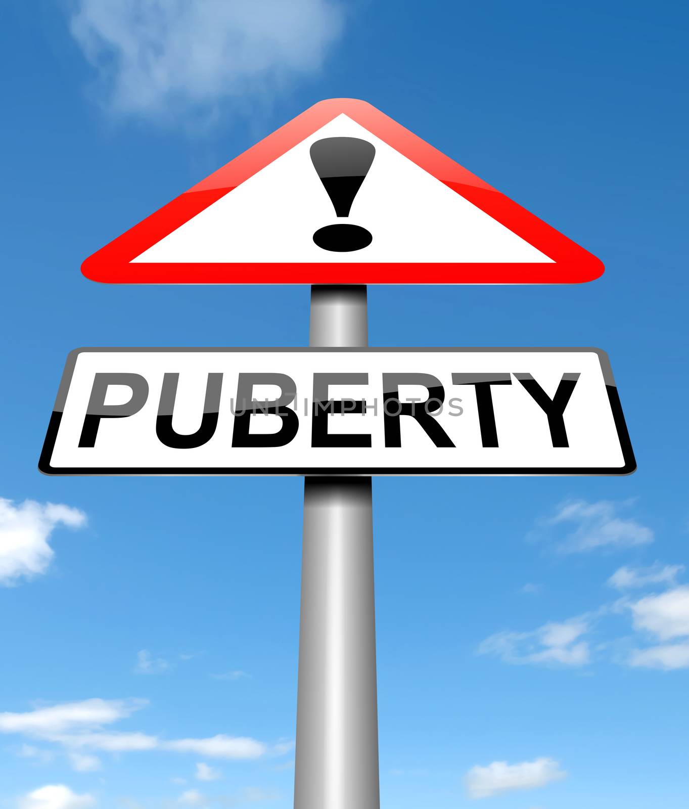 Illustration depicting a sign with a puberty concept.