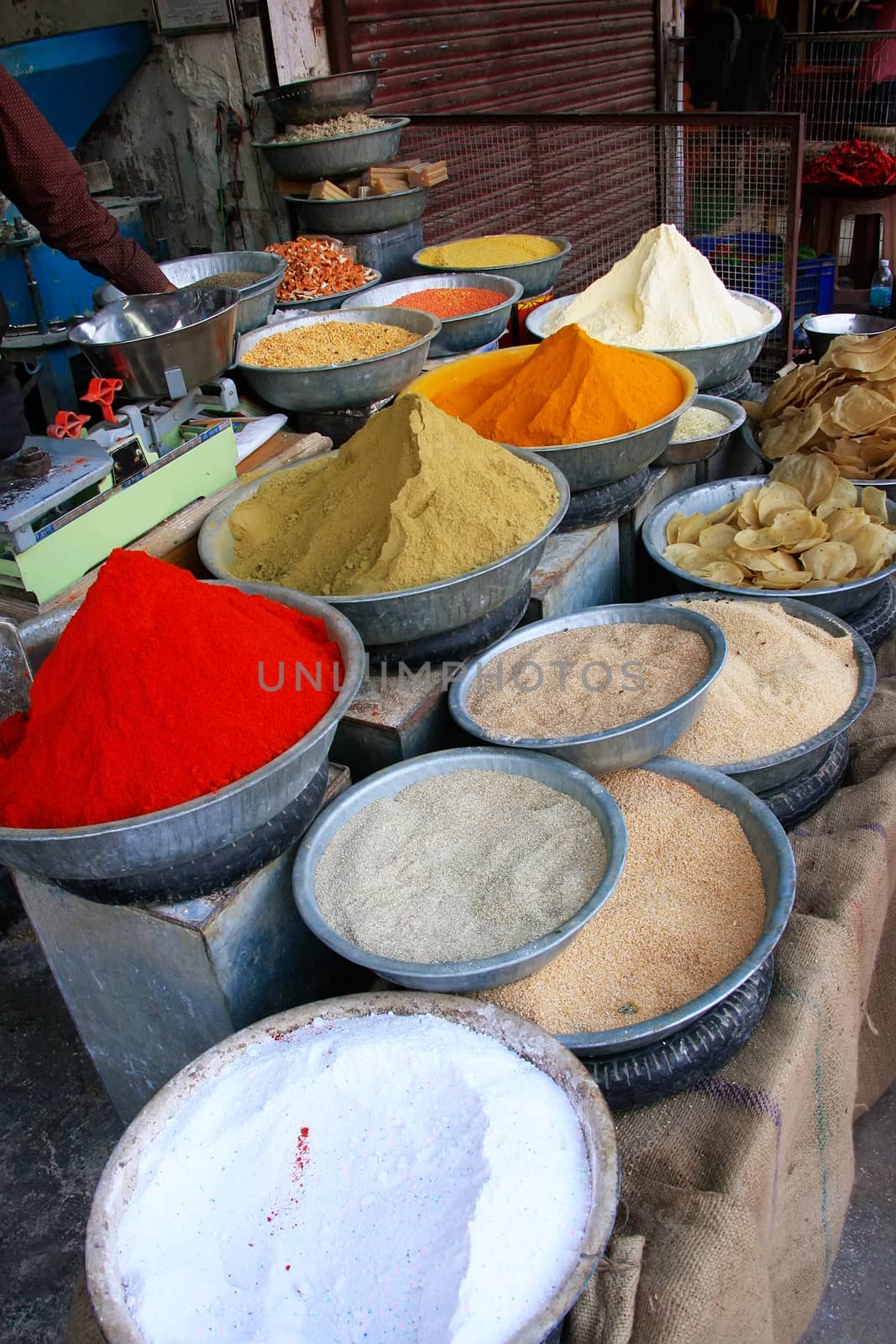 Display of colorful spices, Sadar Market, Jodhpur, Rajasthan, India