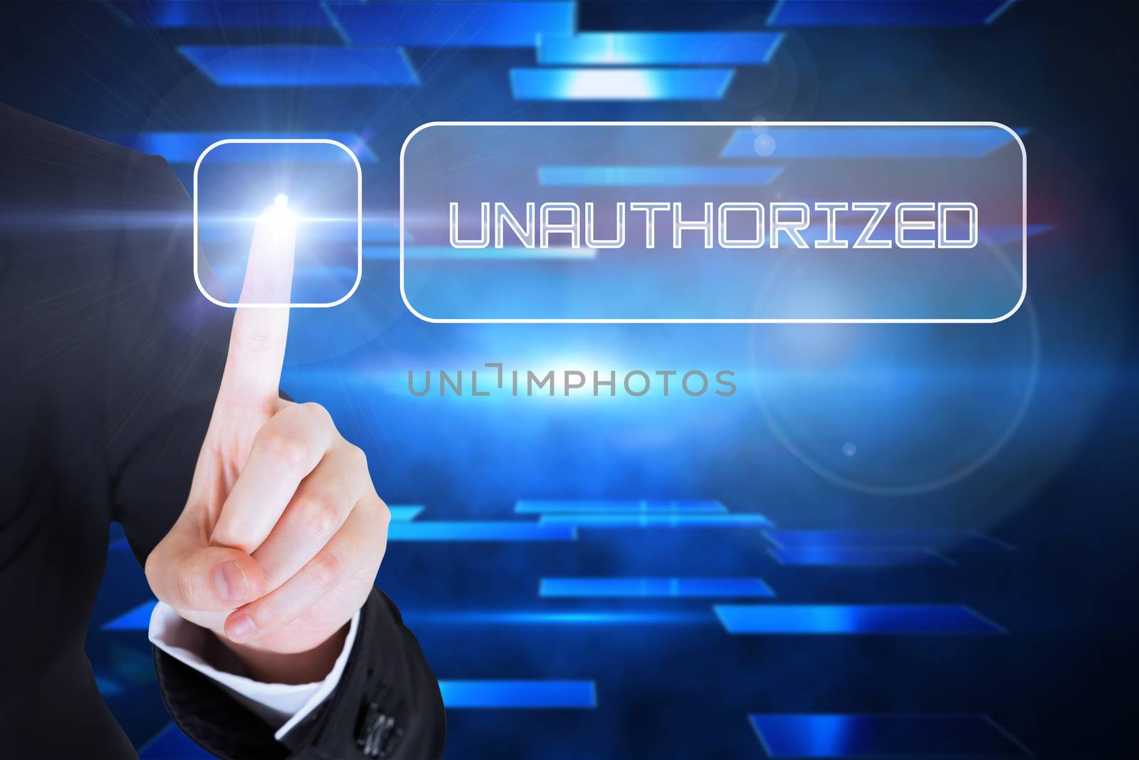 Businesswomans finger touching Unauthorized button by Wavebreakmedia