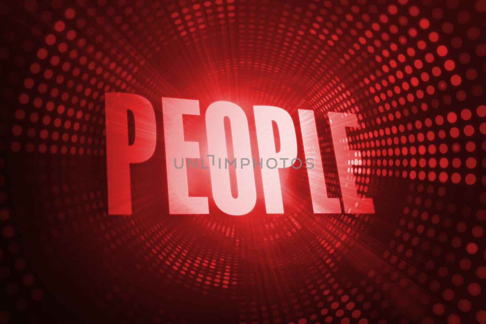 The word people against red pixel spiral