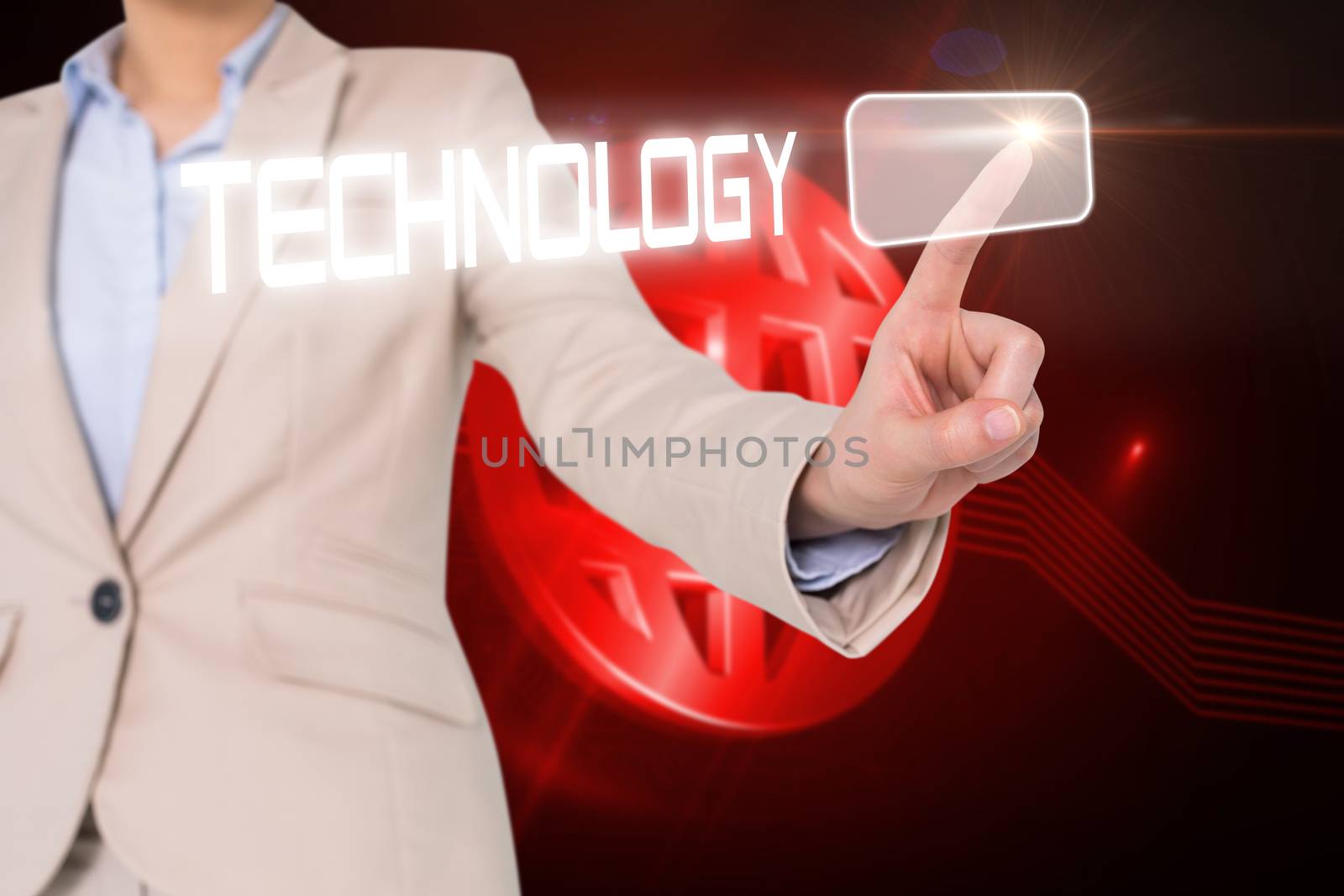 Businesswomans finger touching technology button by Wavebreakmedia