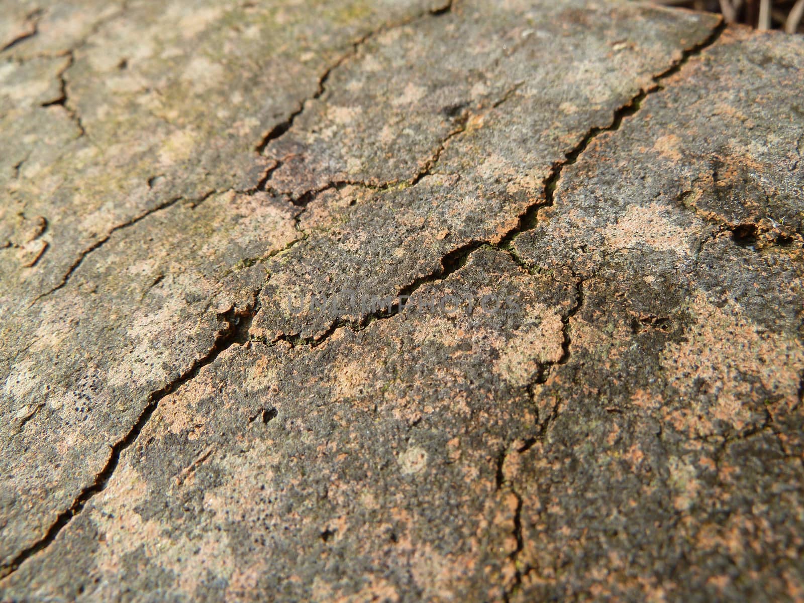 Old brown cracked brick in bright sunlight