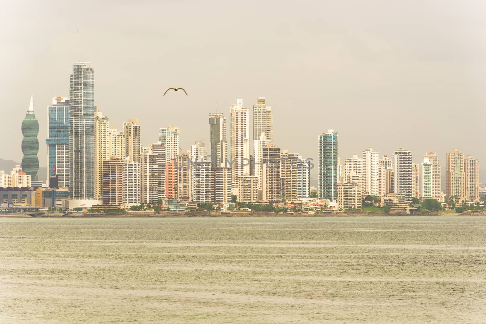 Panama city, Panama - January 2, 2014: Panam City skyscrapers skyline, Panama financial distict, on sunny day in January 2014.
