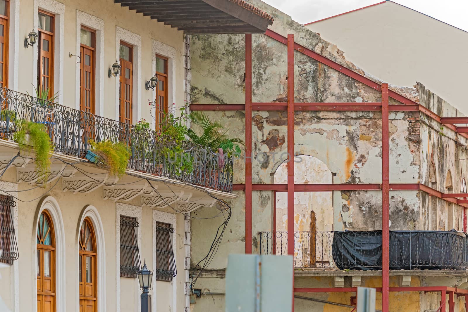Old houses in Casco Viejo in Panama city on January 2, 2014