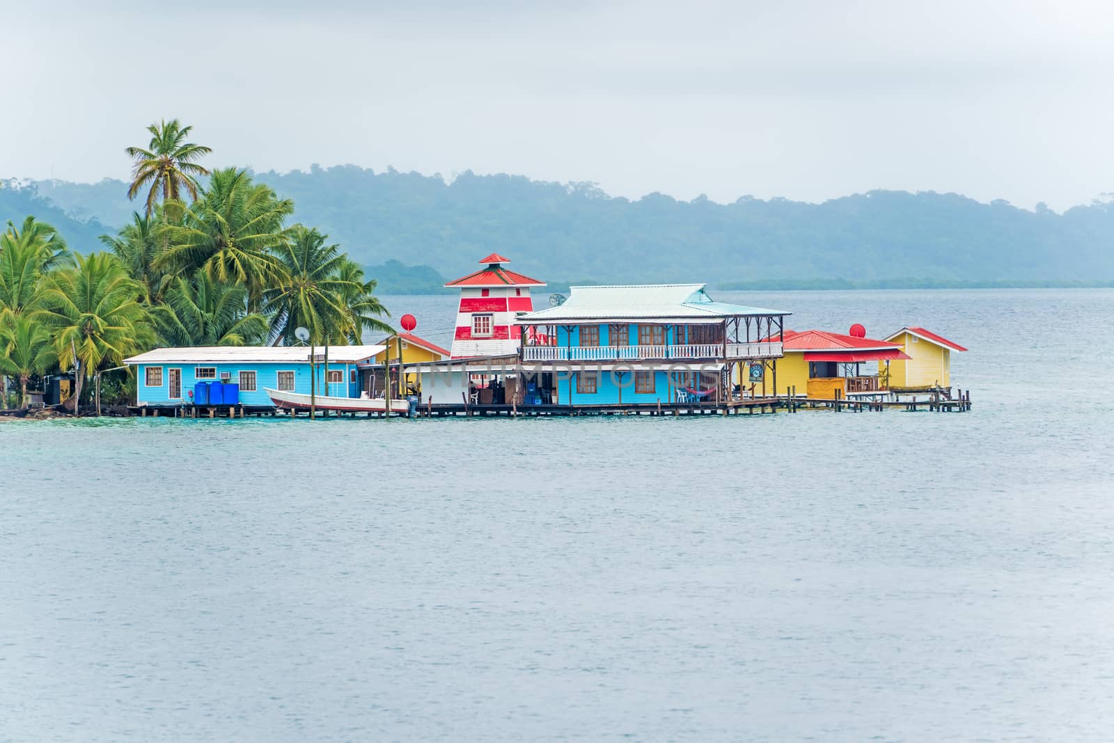 Houses on the water in Bocas del Toro, Panama on January 5, 2014