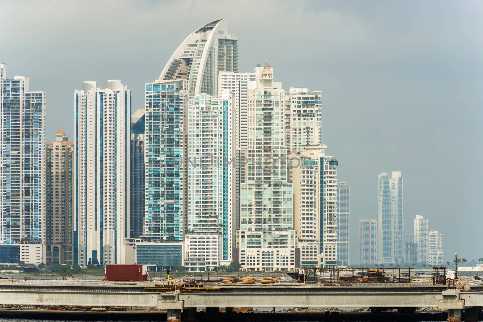 Panama city, Panama - January 2, 2014: Panam City skyscrapers skyline on sunny day in January 2014.