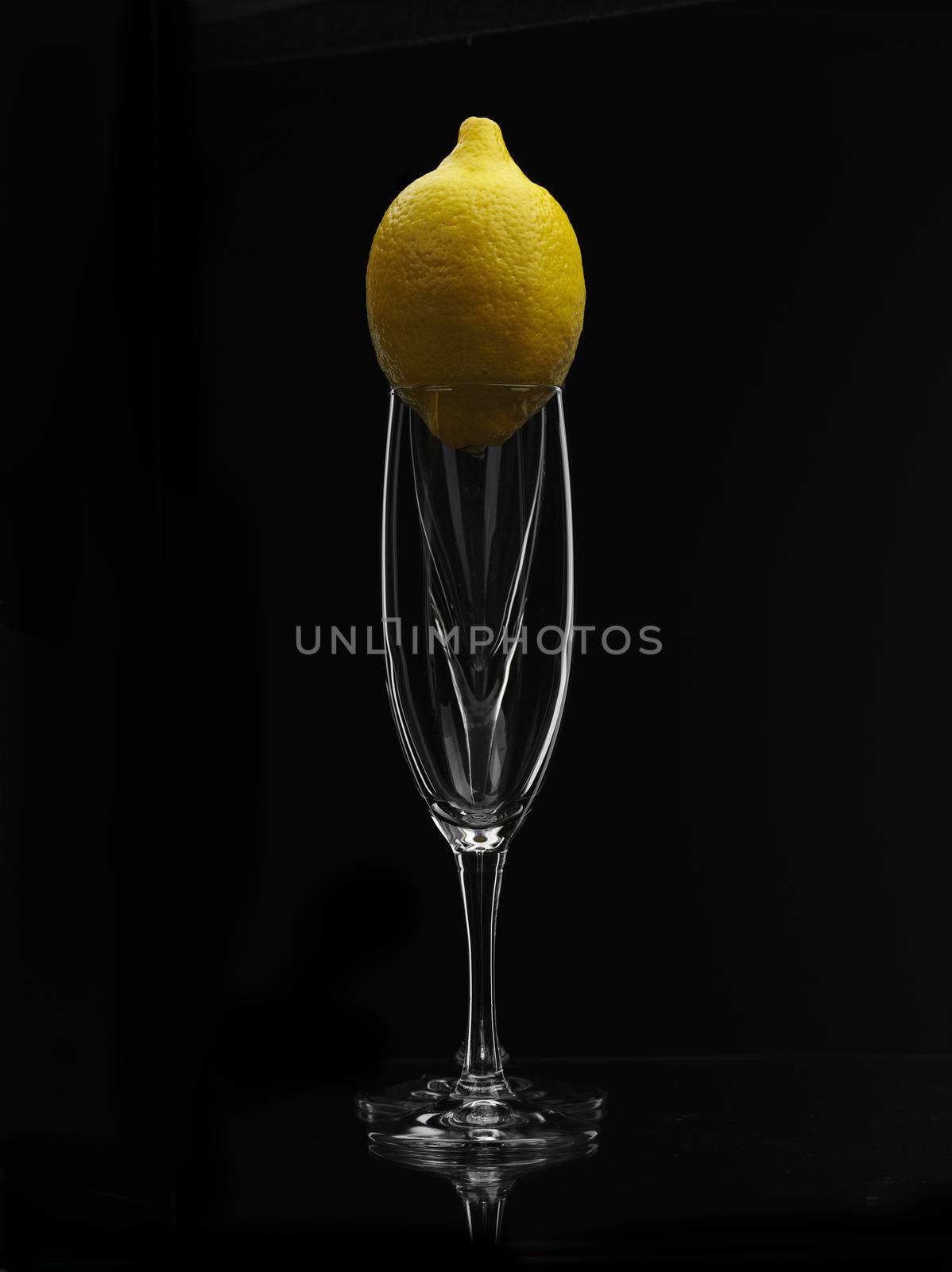lemon on champagne glass