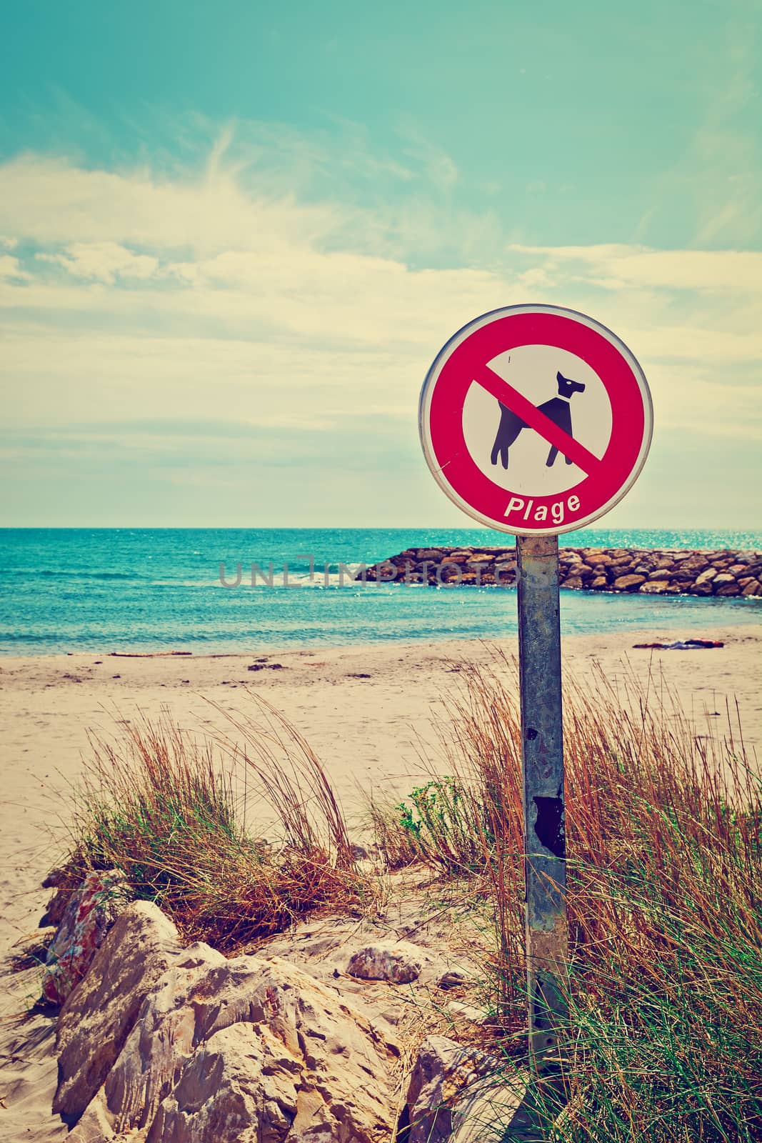 Prohibitory Sign on the Beaches of  French Riviera, Instagram Effect