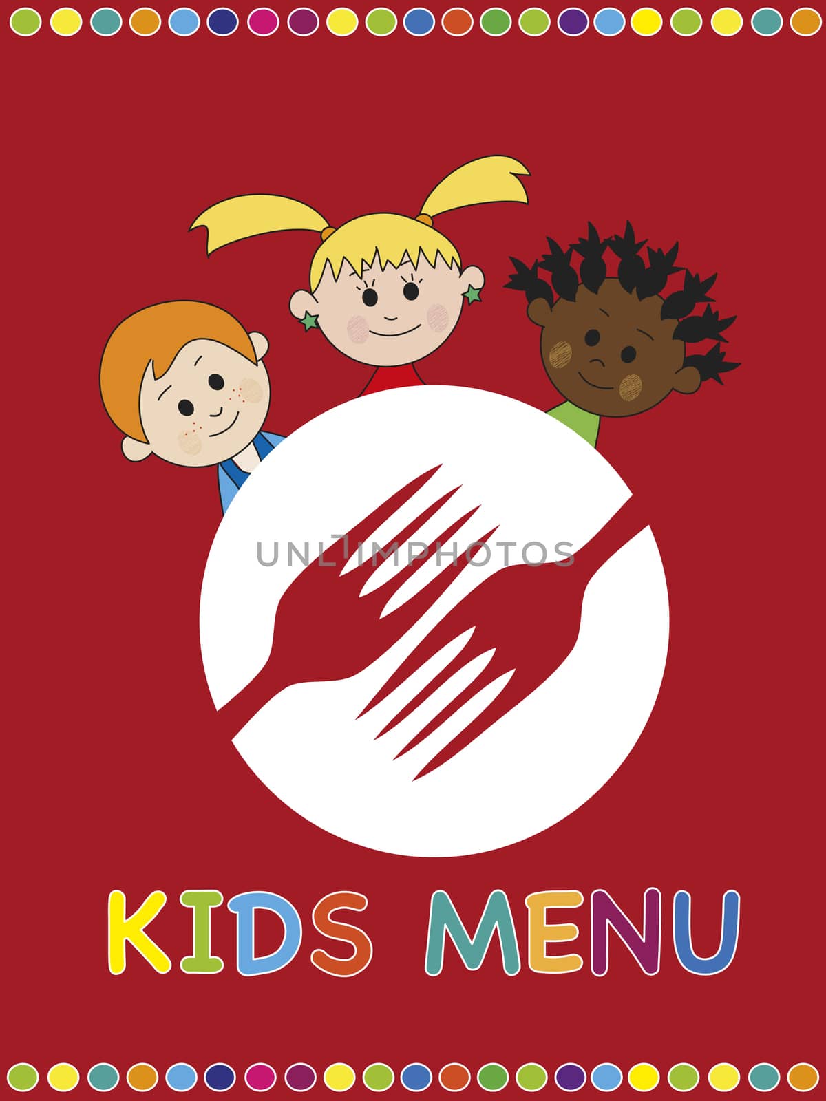 illustration of kids menu with happy children