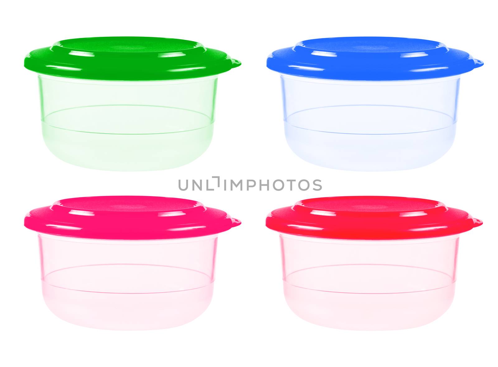 Plastic containers for food isolated on white  by AleksandrN