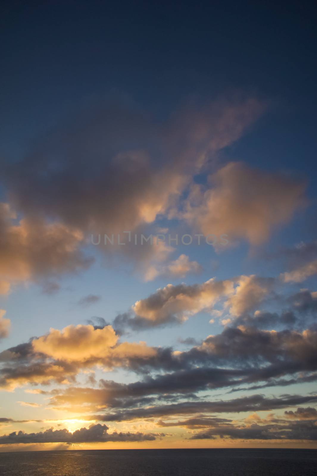 Colred Sunrise Clouds over the Atlantic Ocean in Tenerife Canary Islands