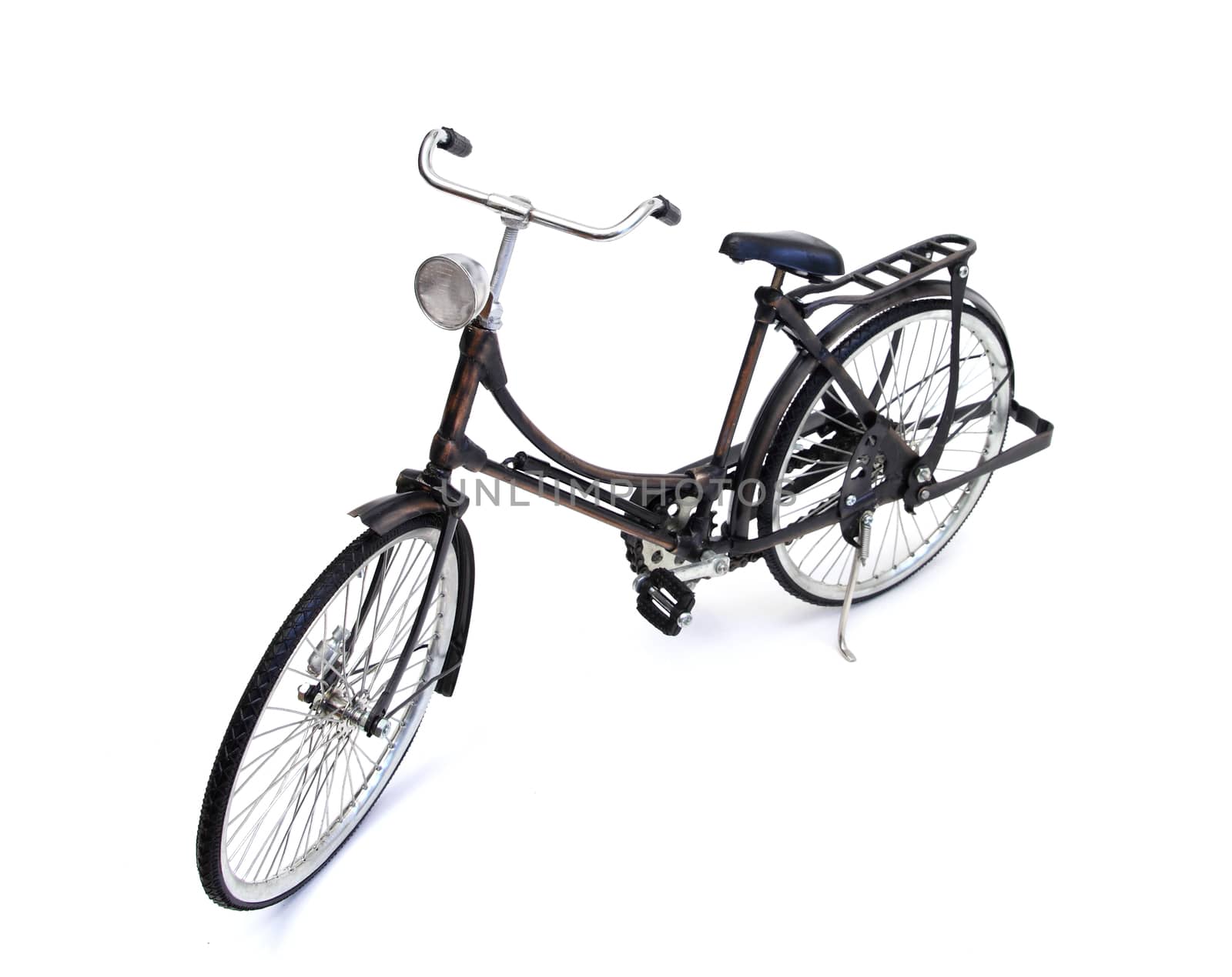 old style bicycle over white