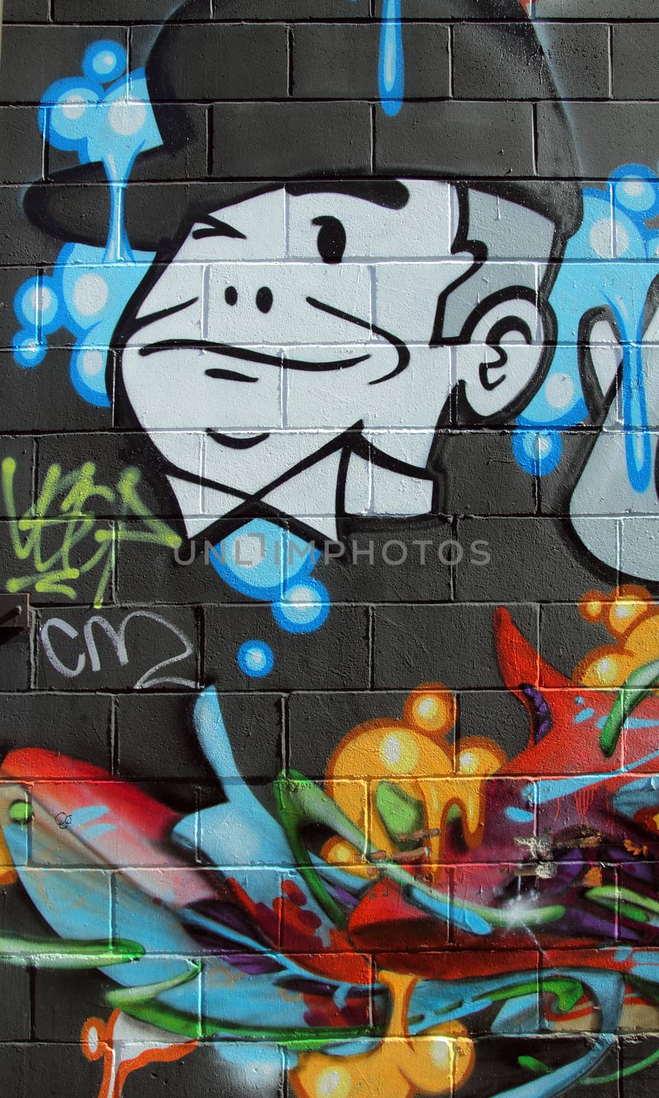 closeup of a graffiti on a wall