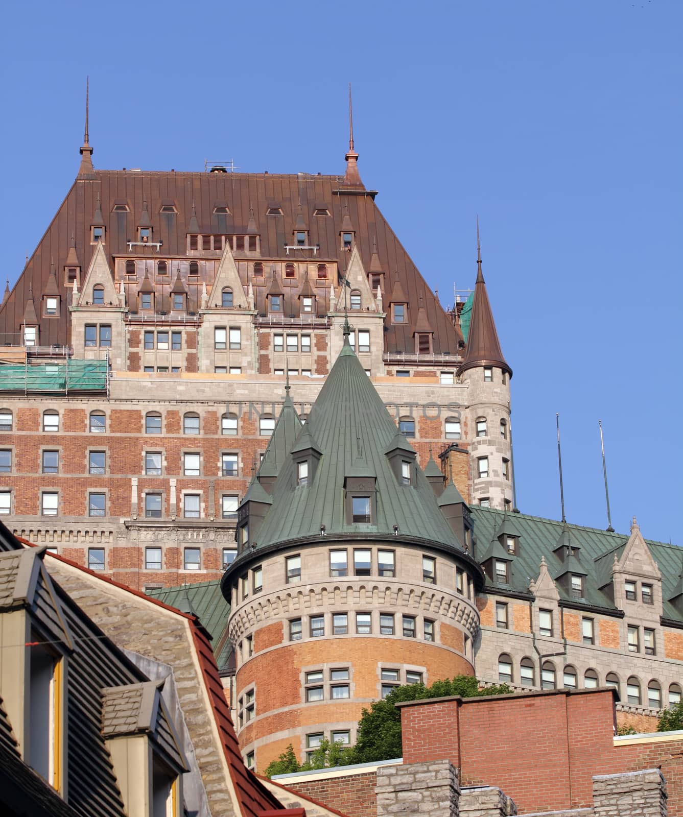 closeup of the famous castle in old quebec city