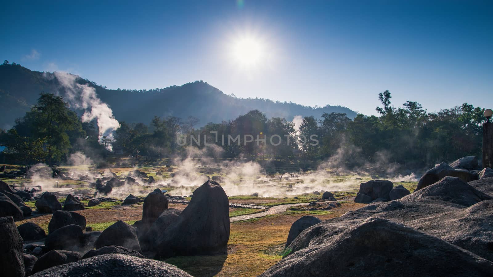 Fang Hot Spring National Park is part of Doi Pha Hom Pok National Park in Chiang Mai, Thailand