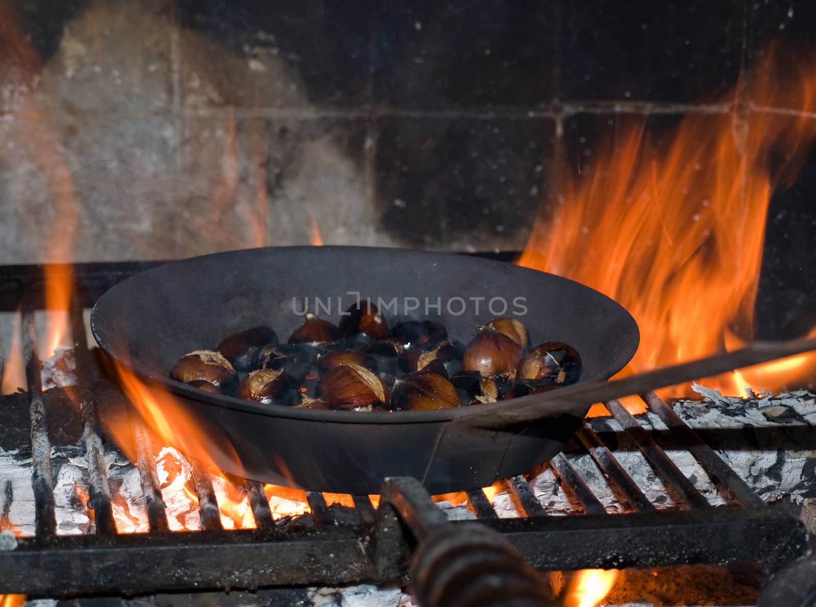 roasted chestnuts in the fireplace