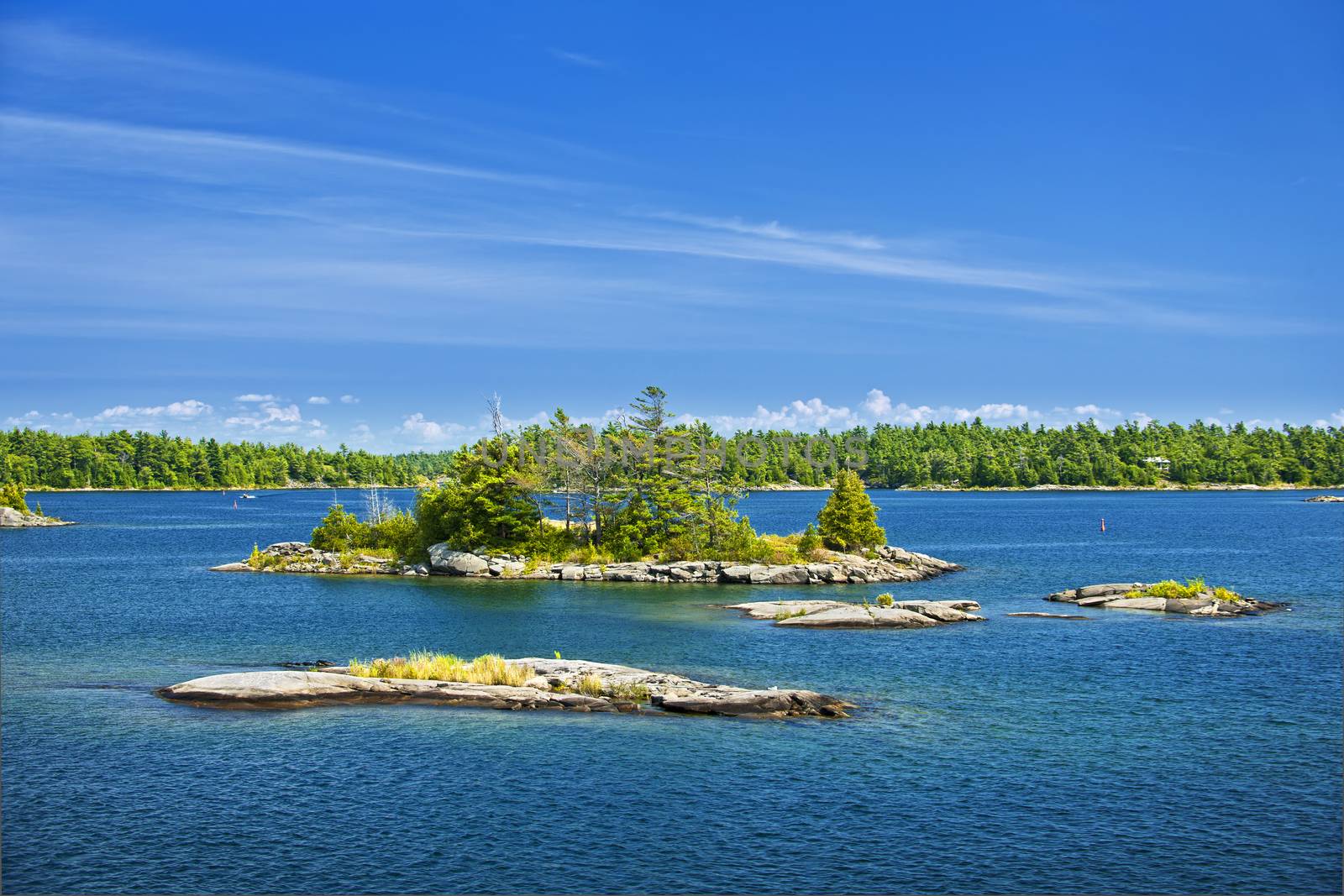 Small rocky islands in Georgian Bay near Parry Sound, Ontario Canada