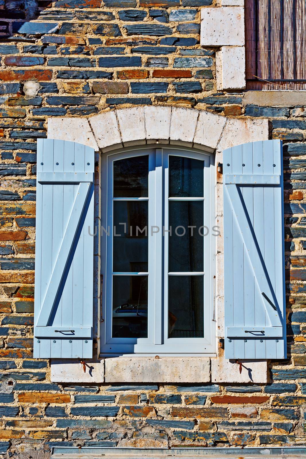 French Window with Open Wooden Shutter
