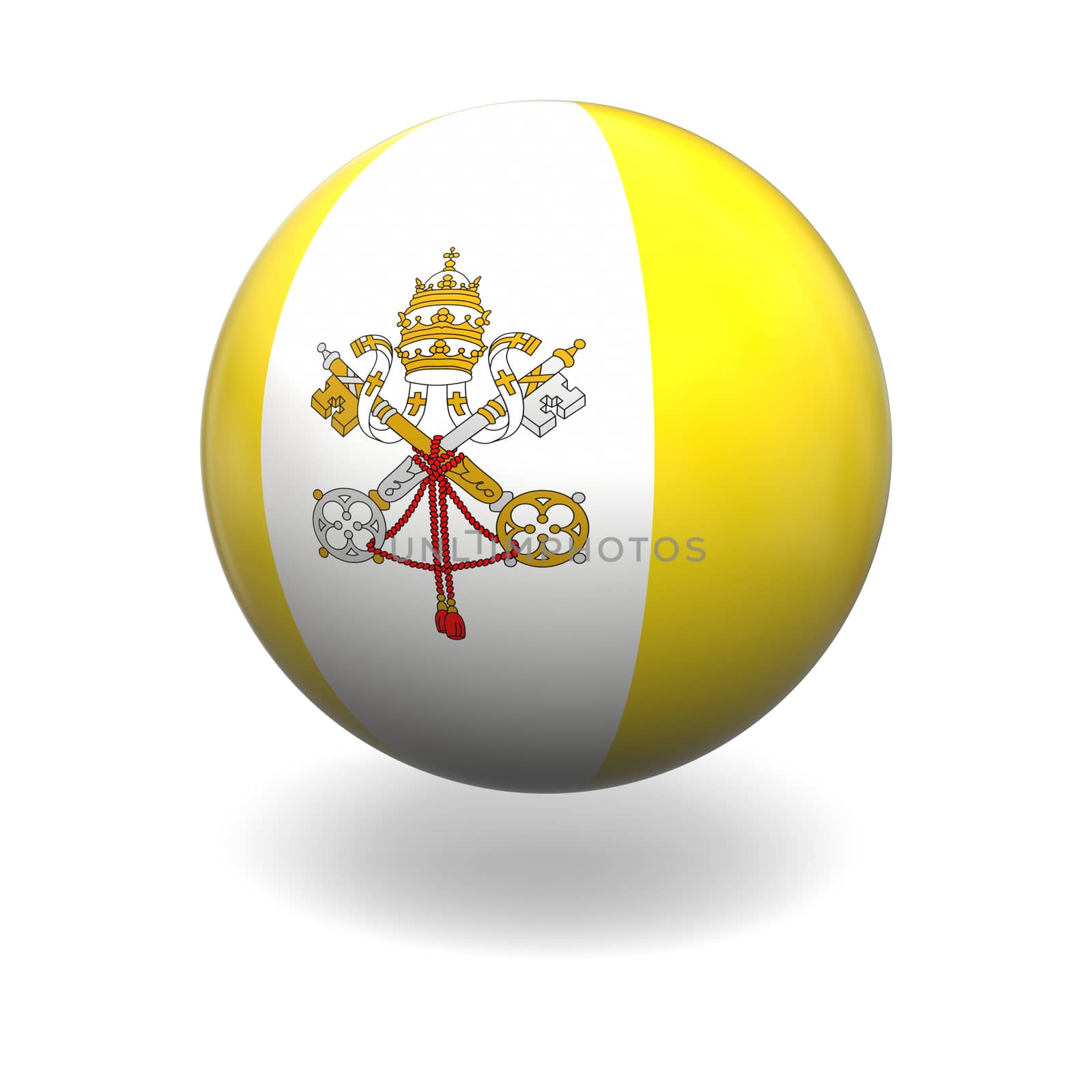 National flag of Vatican on sphere isolated on white background