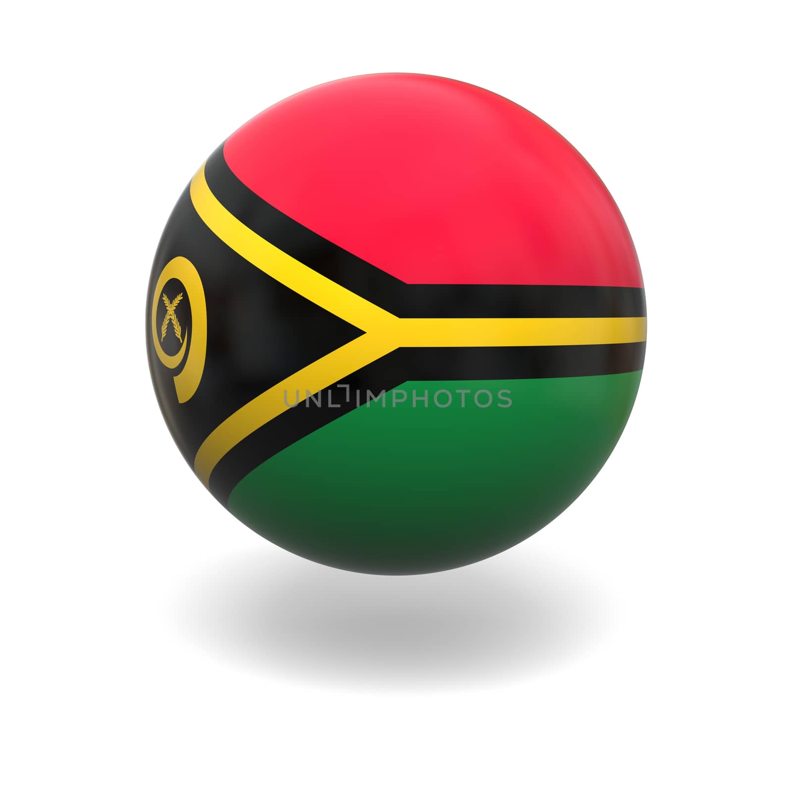 National flag of Vanuatu on sphere isolated on white background