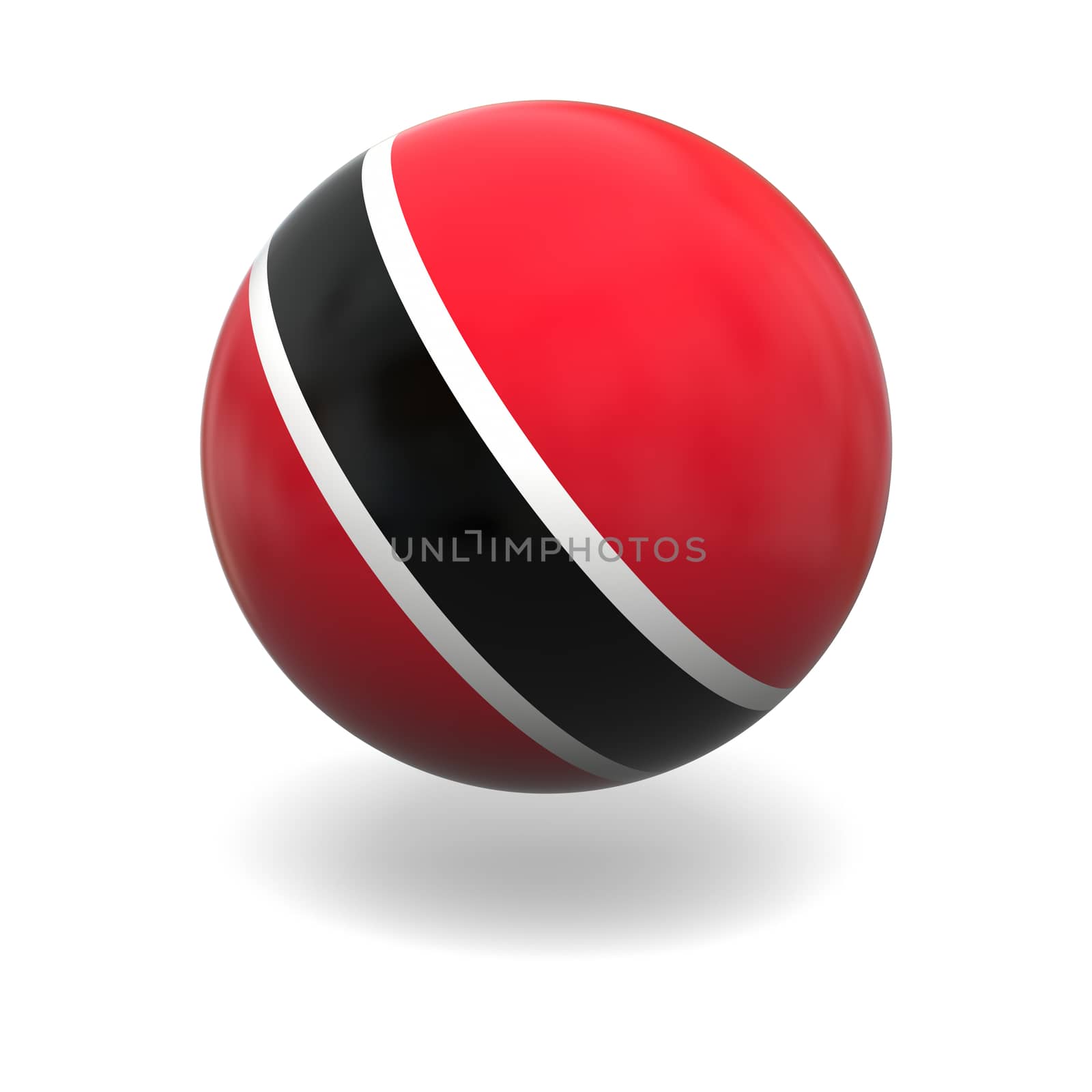 National flag of Trinidad and Tobago on sphere isolated on white background