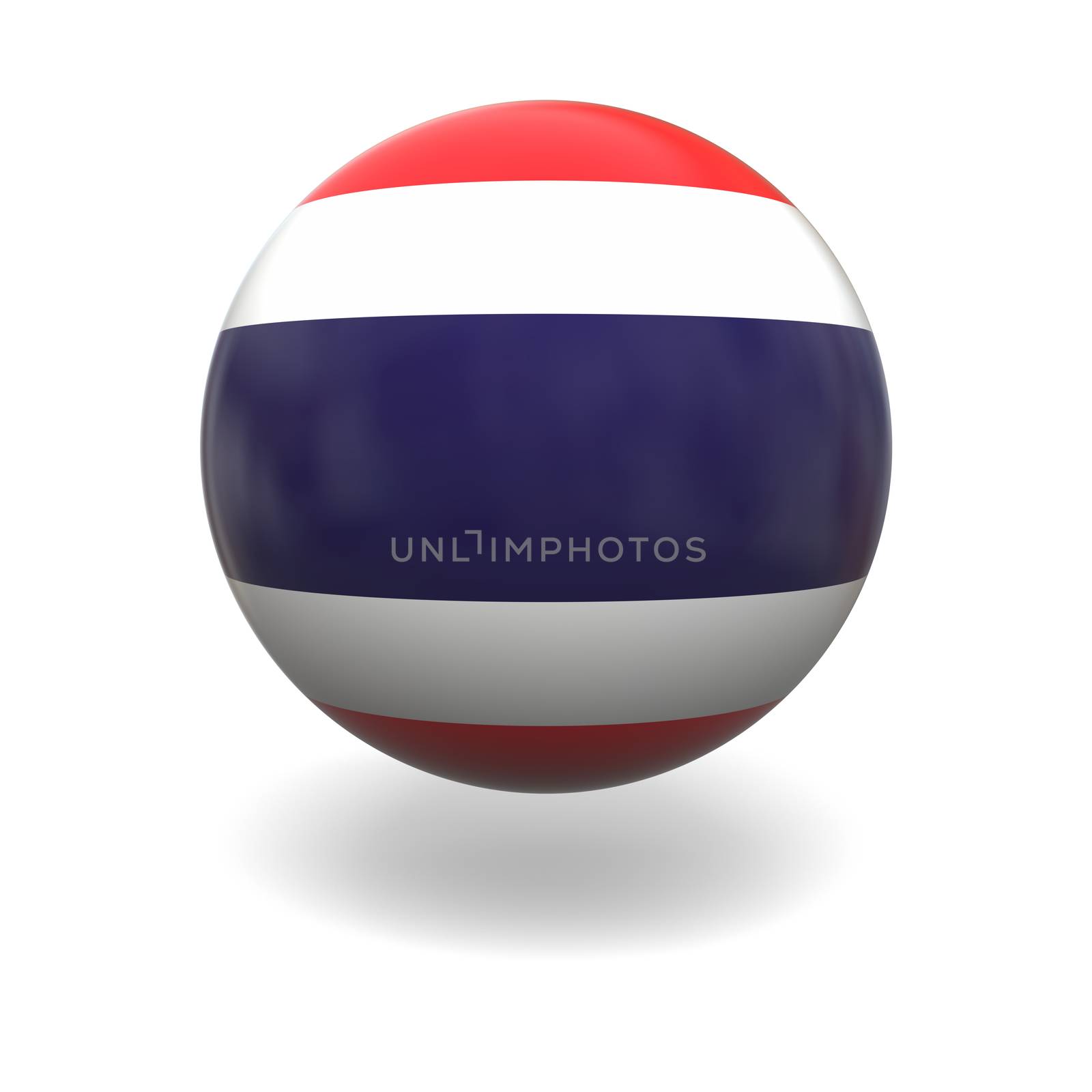 National flag of Thailand on sphere isolated on white background