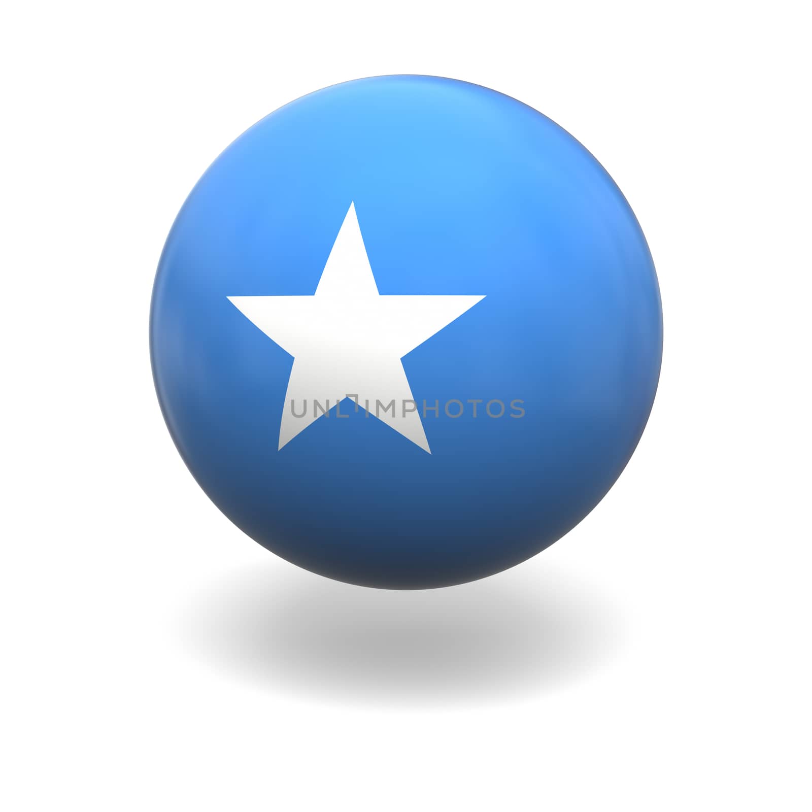 National flag of Somalia on sphere isolated on white background