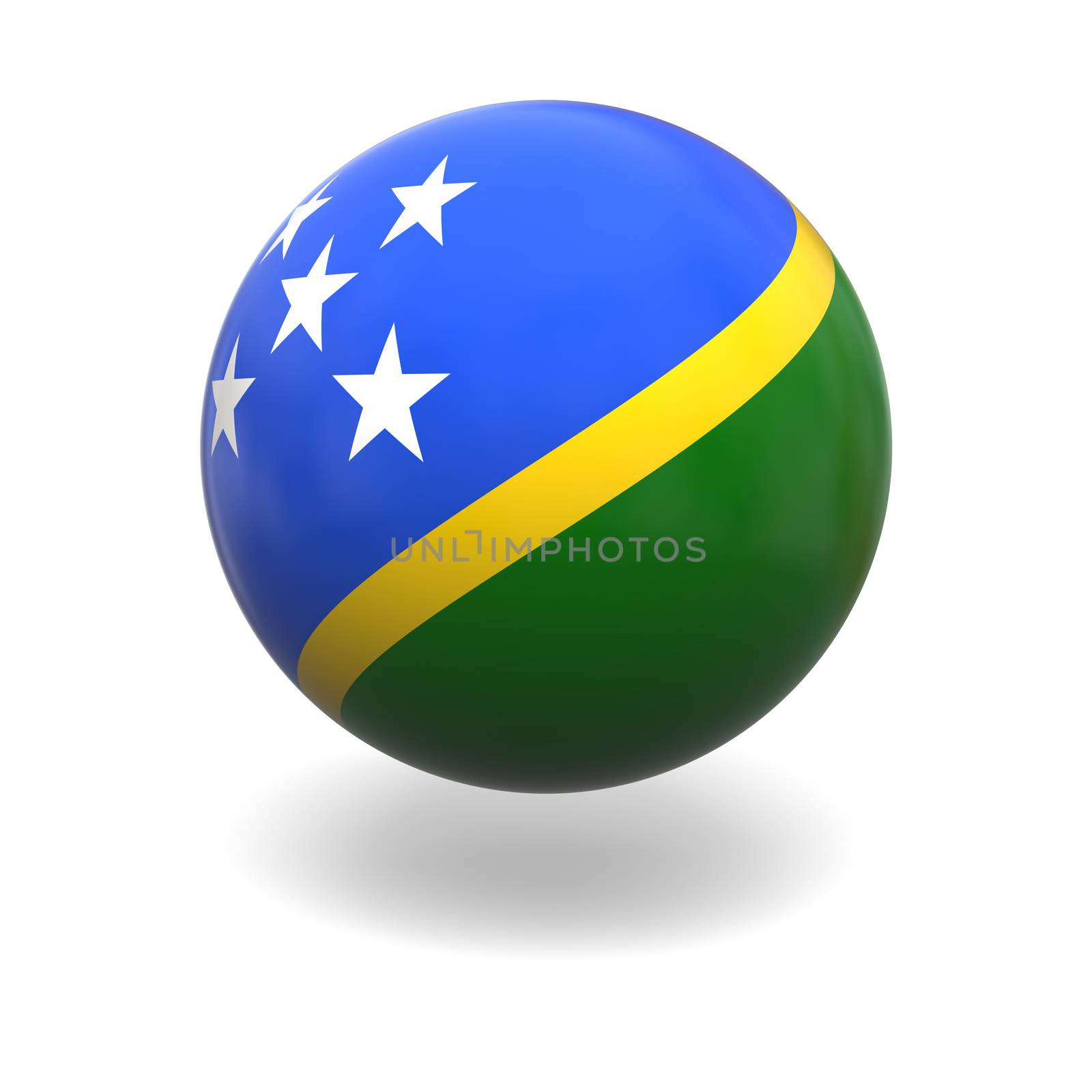 National flag of Solomon islands on sphere isolated on white background