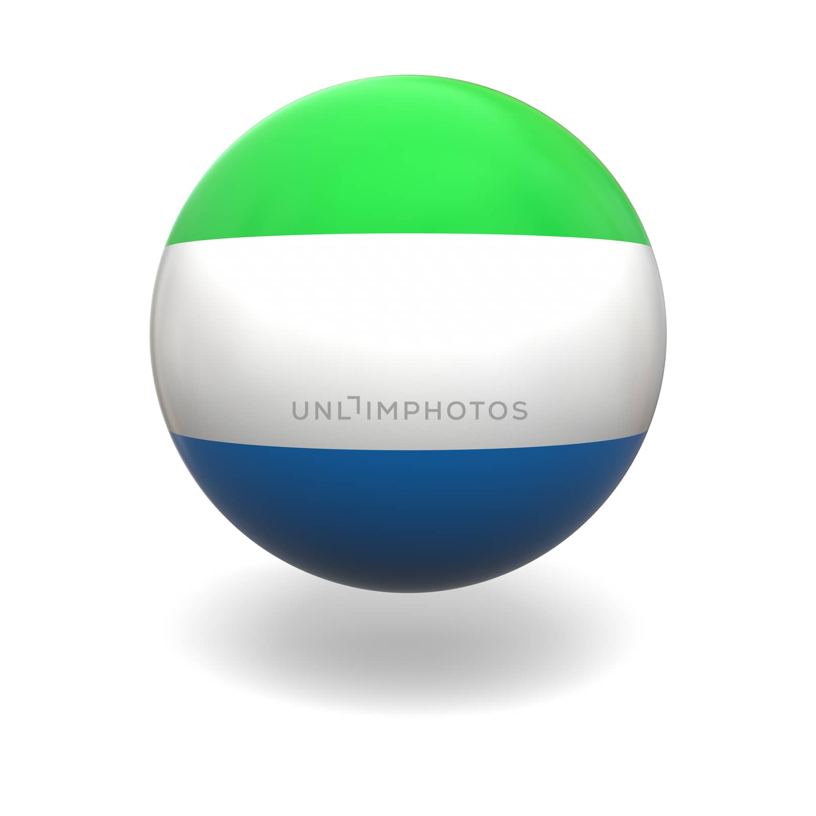 National flag of Sierra Leone on sphere isolated on white background