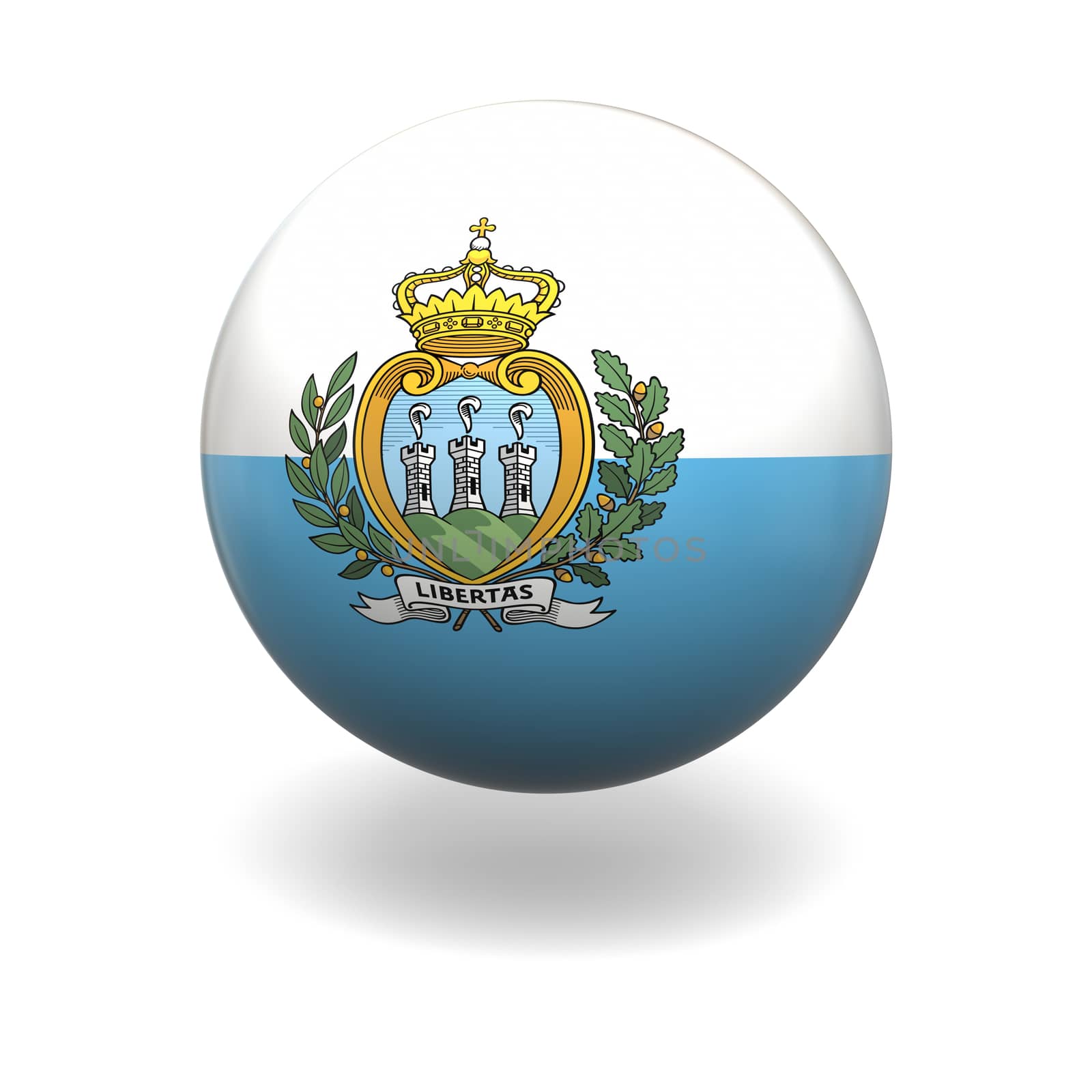National flag of San Marino on sphere isolated on white background