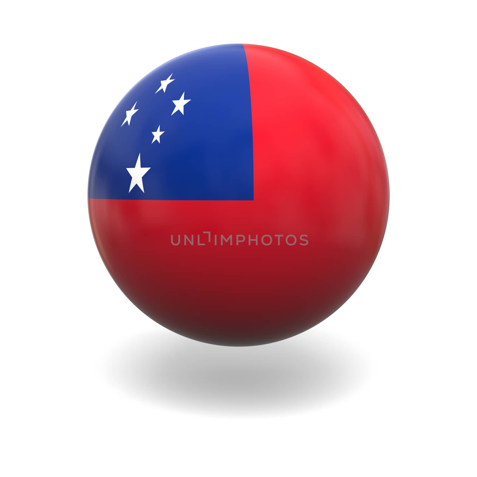 National flag of Samoa on sphere isolated on white background