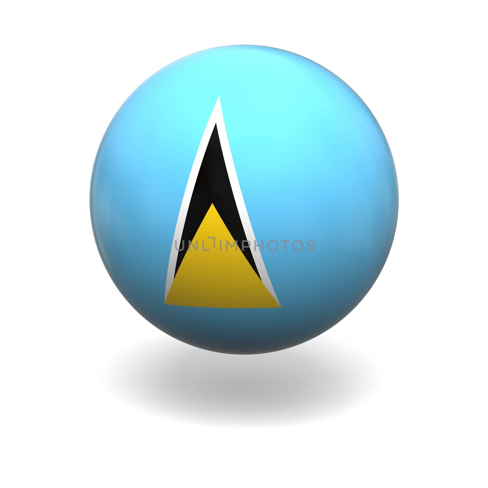 National flag of Saint Lucia on sphere isolated on white background