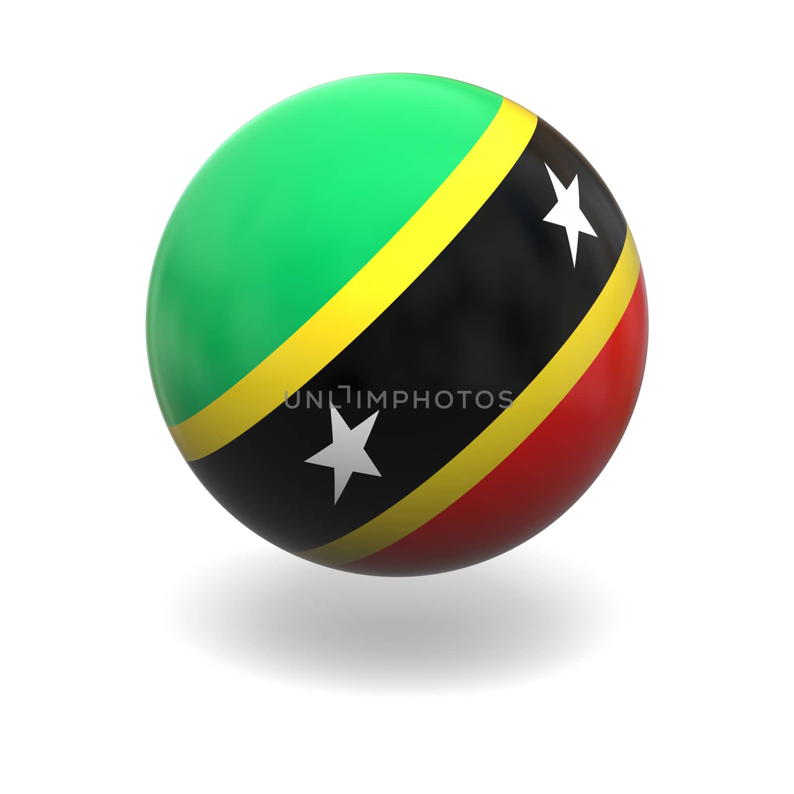 National flag of Saint Kitts on sphere isolated on white background