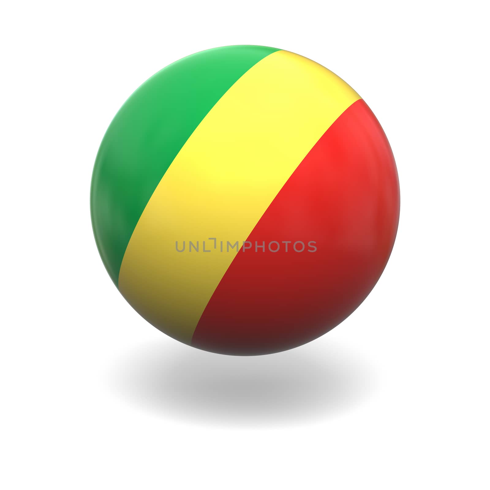 National flag of Republic of Congo on sphere isolated on white background